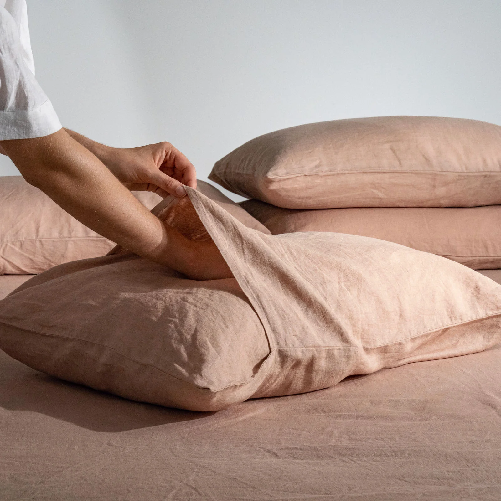 French Flax Linen Sheet Set in Clay - Image 9
