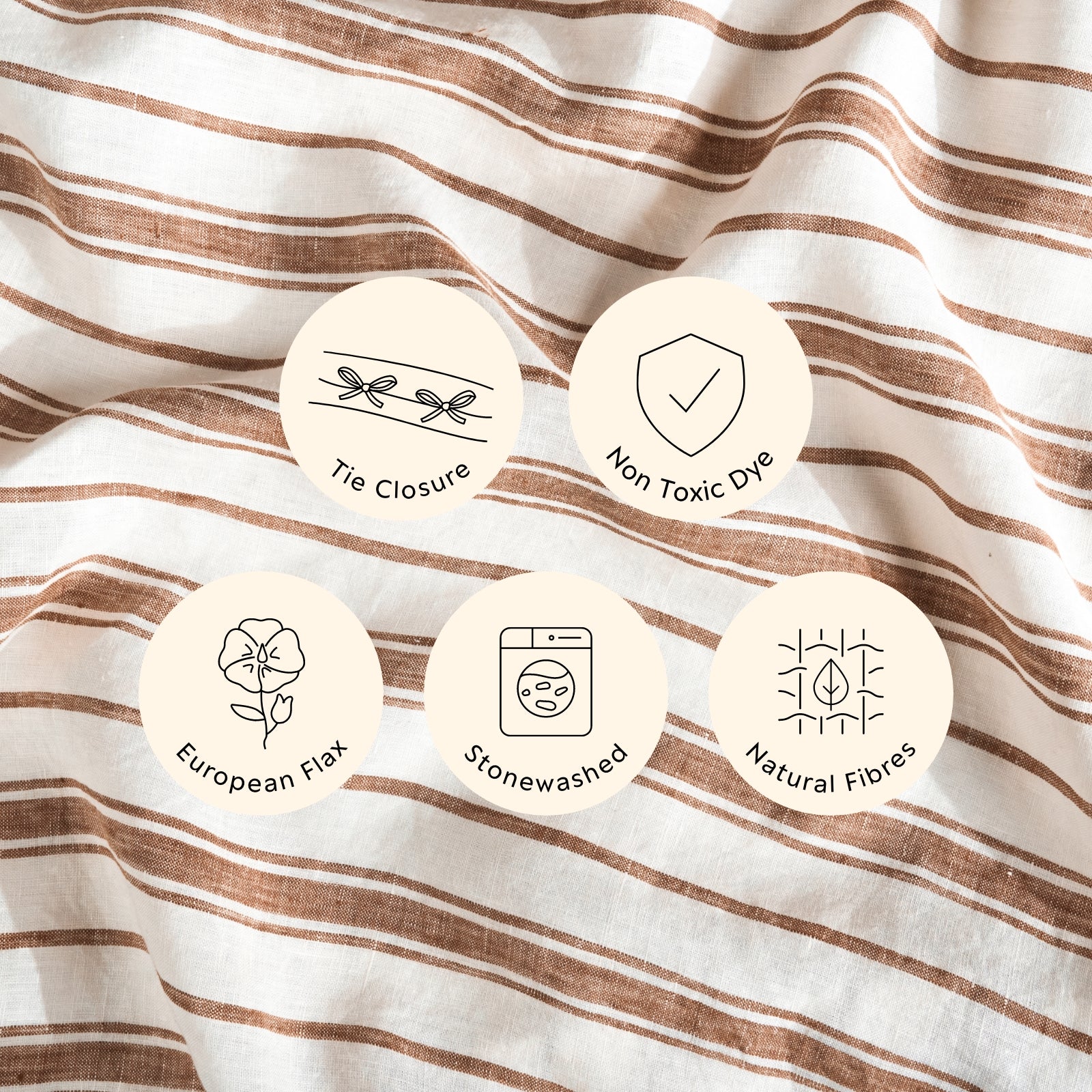 French Flax Linen Pillowcase Set in Hazelnut Stripe - Image 10