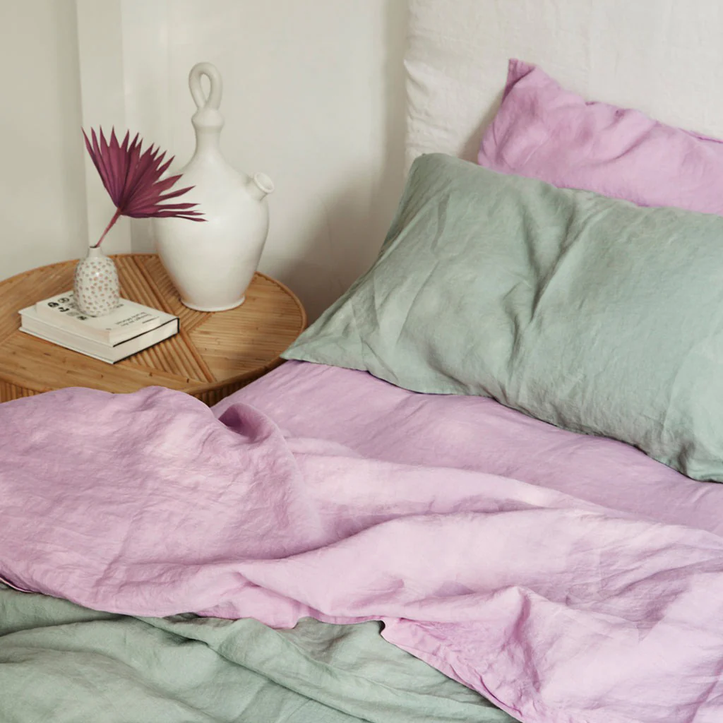 French Flax Linen Sheet Set in Lilac - Image 10