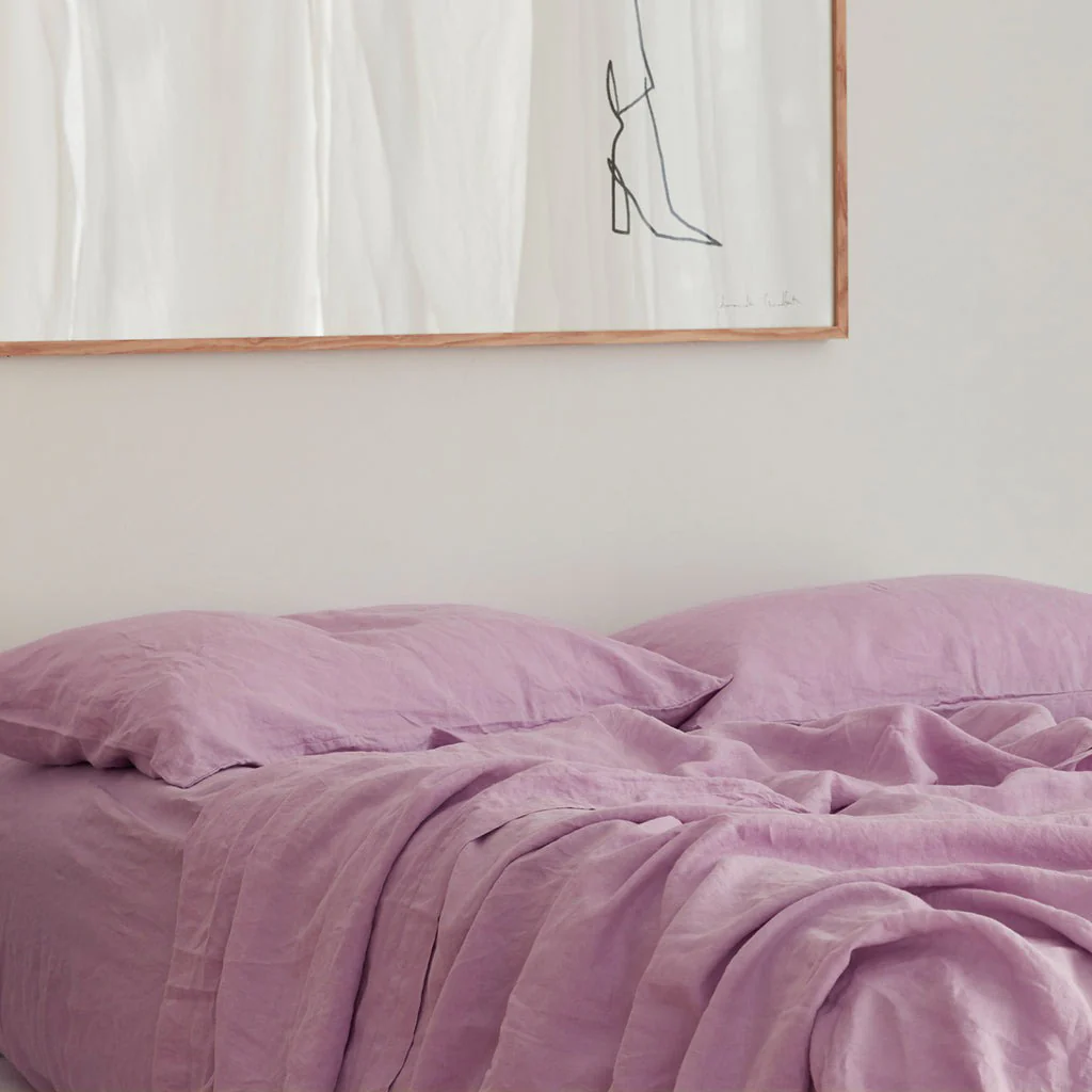 French Flax Linen Sheet Set in Lilac - Image 6