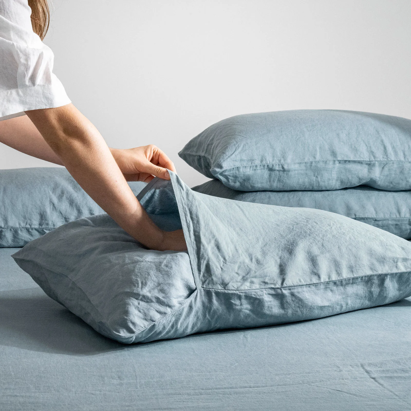 French Flax Linen Sheet Set in Marine Blue - Image 10