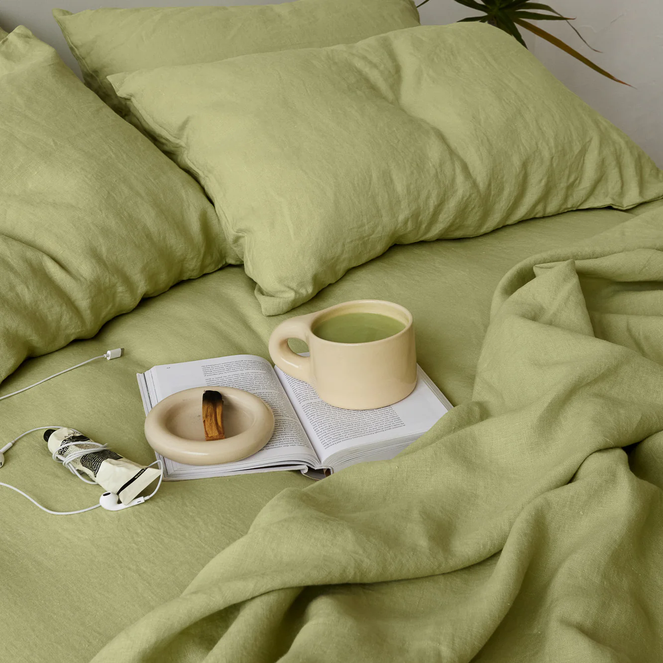 French Flax Linen Sheet Set in Matcha - Image 14