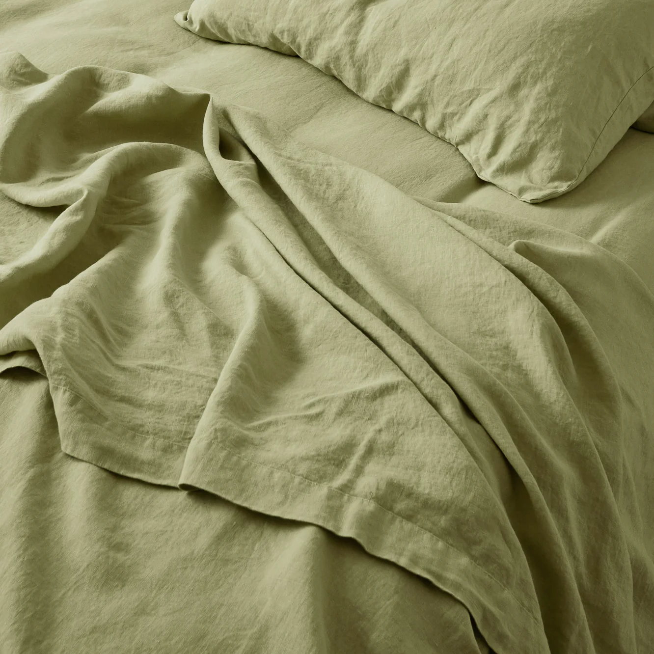 French Flax Linen Sheet Set in Matcha - Image 4