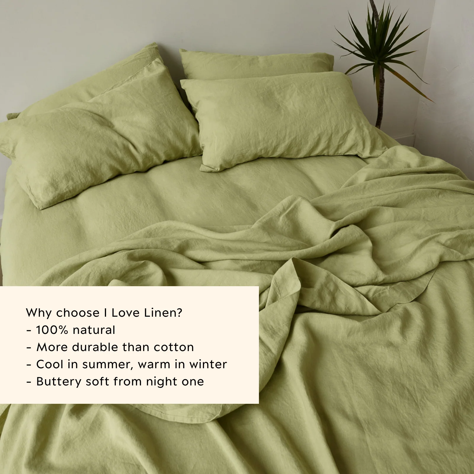 French Flax Linen Sheet Set in Matcha - Image 5