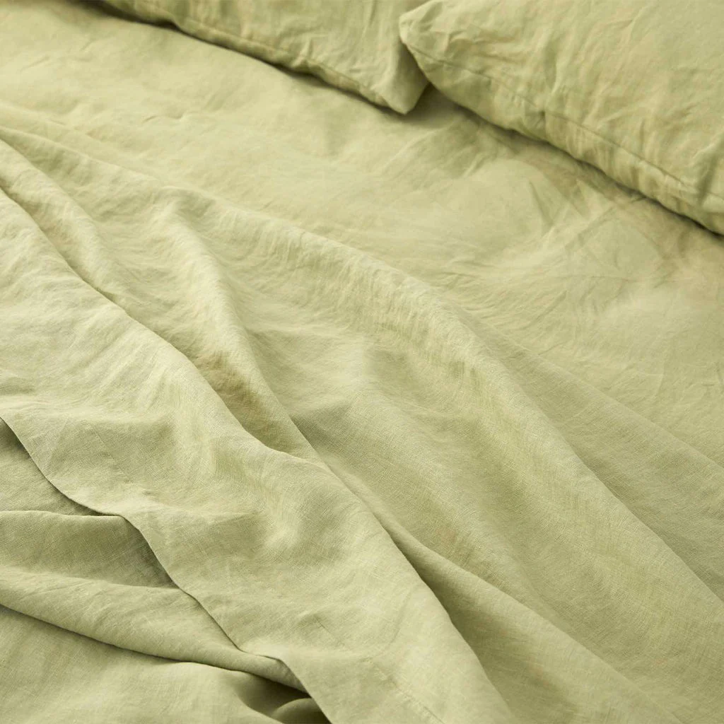 French Flax Linen Sheet Set in Matcha - Image 6