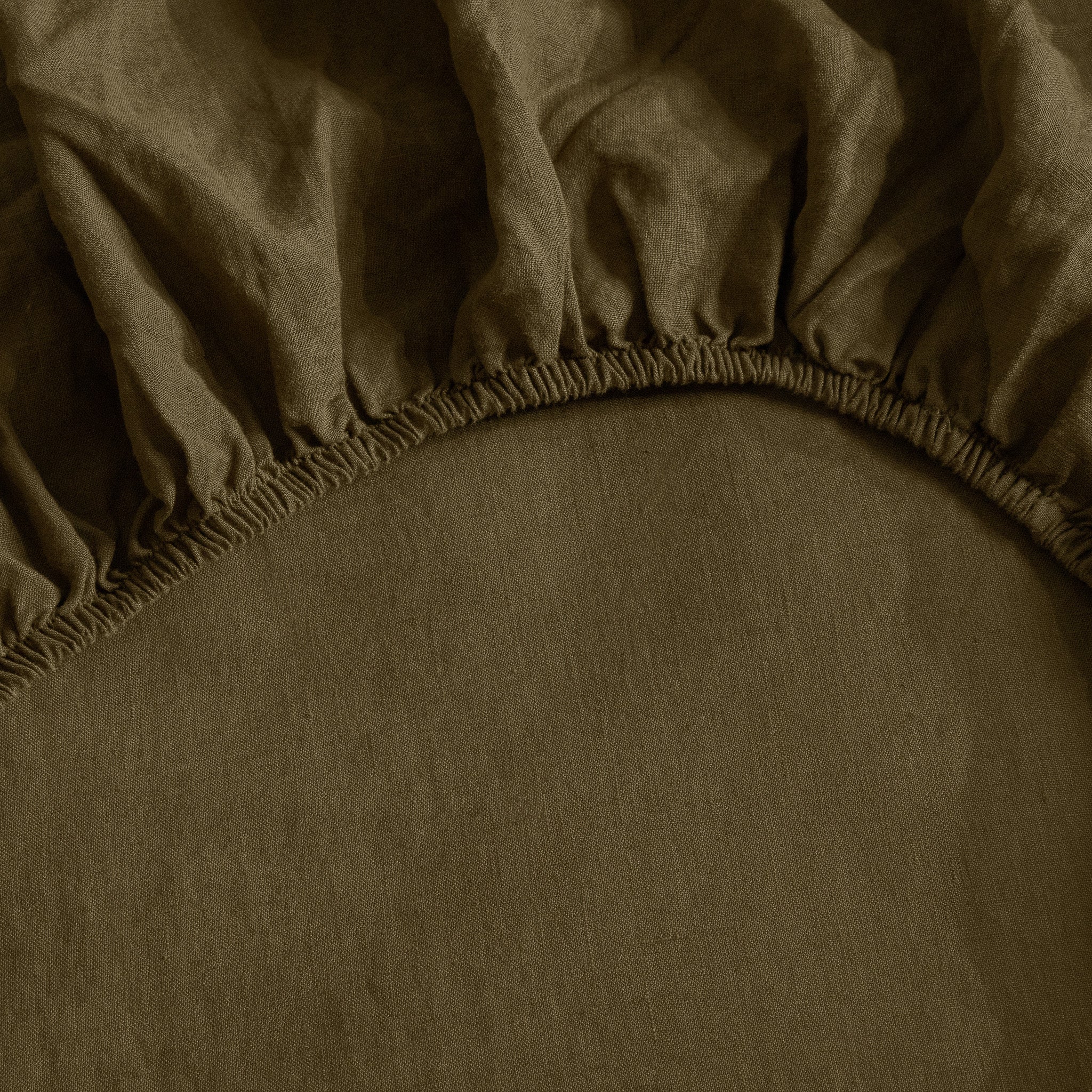 French Flax Linen Fitted Sheet in Olive - Image 4