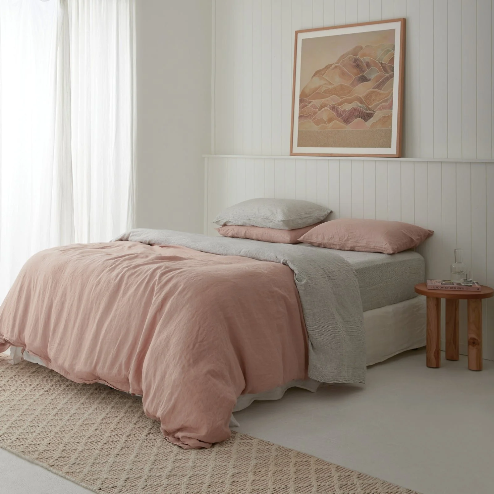 French Flax Linen Sheet Set in Pinstripe - Image 13