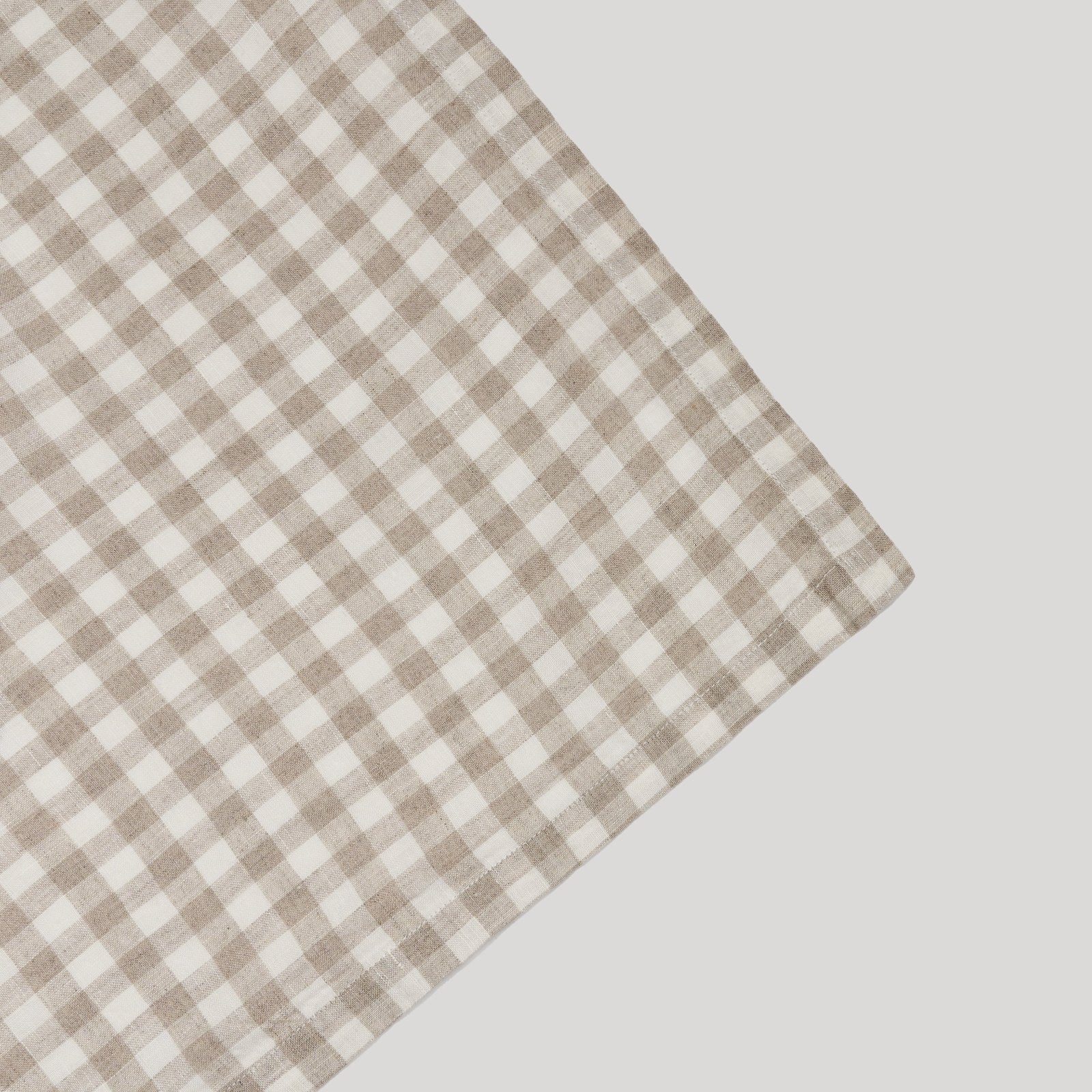 French Flax Linen Swaddle in Beige Gingham - Image 5