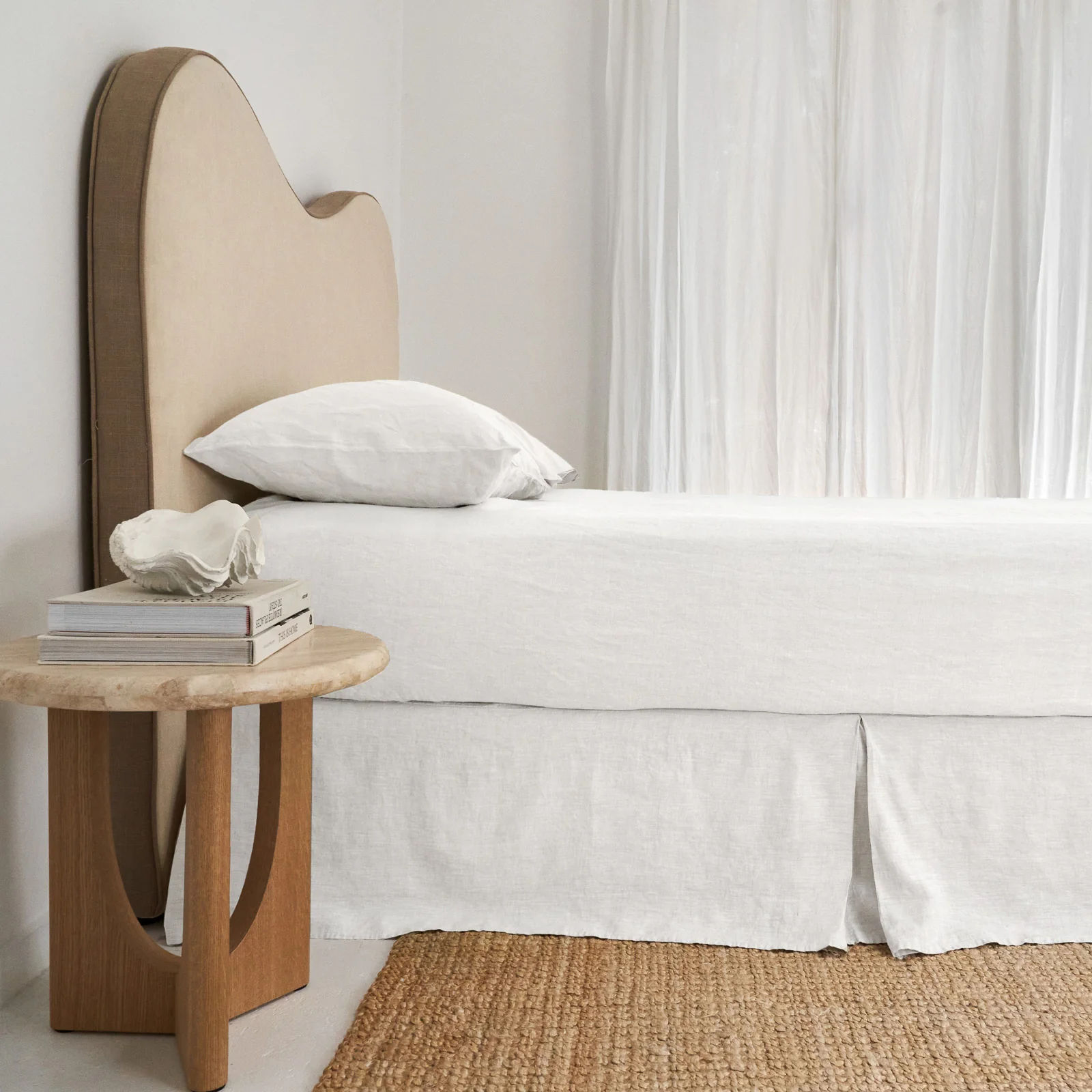 French Flax Linen Valance in White - Image 2